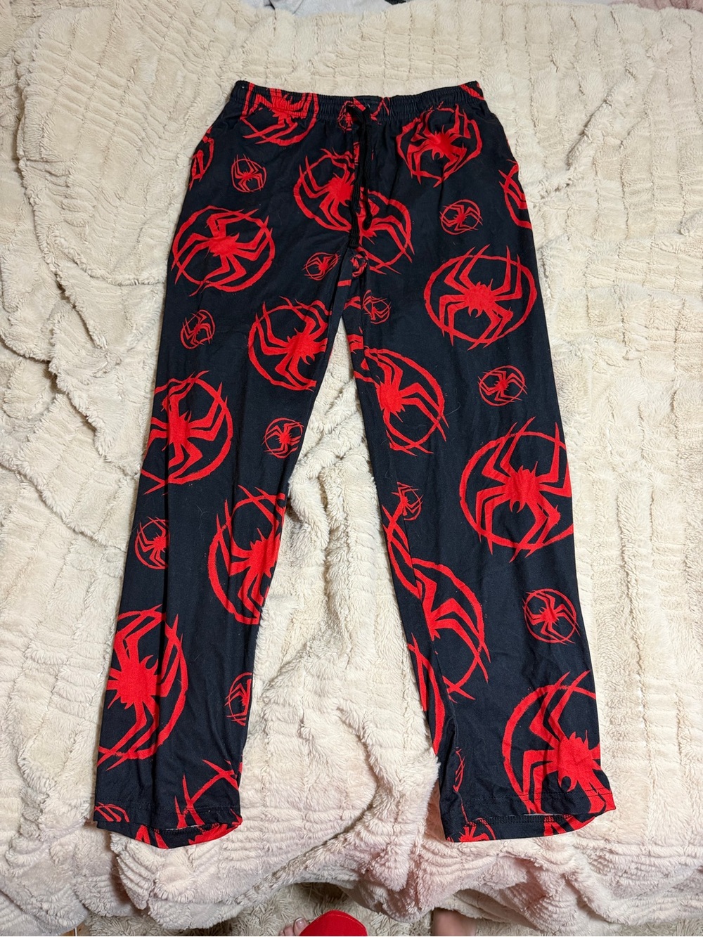 Marvel Black Lounge Pants with Red Spider Emblems